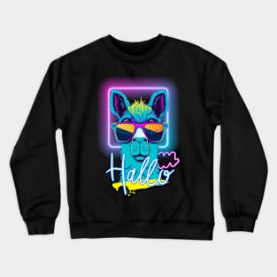 Neon LLama with Sunglasses Quote Crewneck Sweatshirt